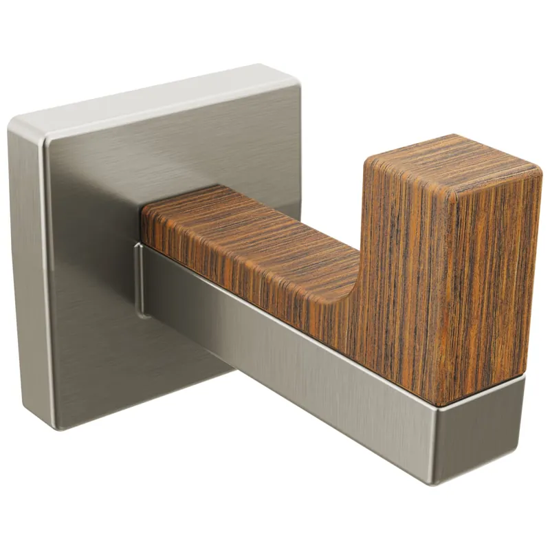 Brizo 693422-NKTK Frank Lloyd Wright Robe Hook Luxe Nickel Teak Wood