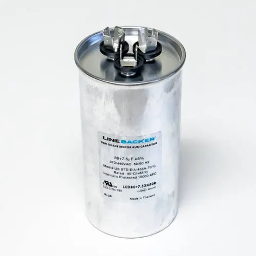 Sealed Unit Parts Supco LCD80+7.5X440R Capacitor Round Dual Run 80 + 7.5 uf 370/440 Volts