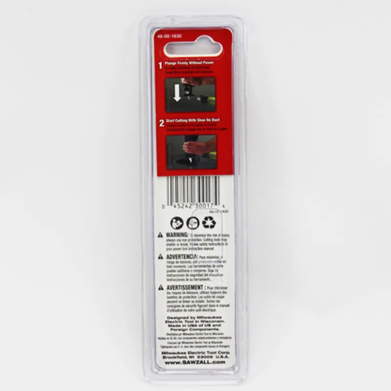 Milwaukee 48-00-1630 Ductwork Sawzall Reciprocating Saw Blade 3 1/4 Inch