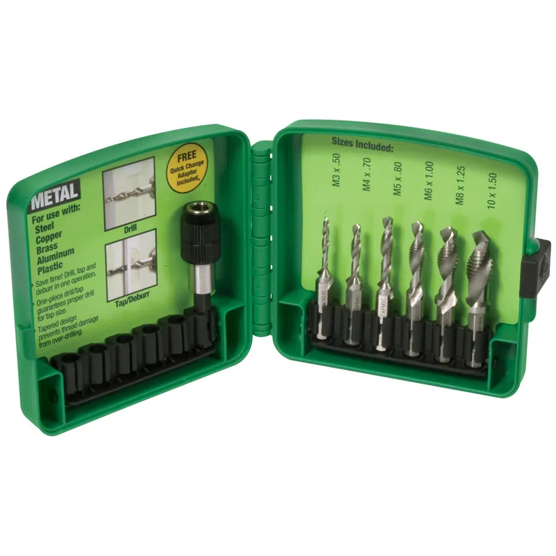 Greenlee DTAPKITM Drill/Tap/Countersink Set Metric, 6 Pc, M3 - M10