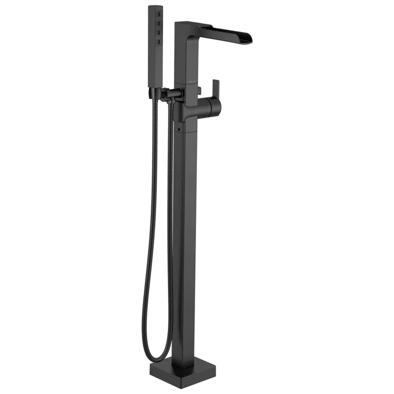 Delta T4768-BLFL Roman Tub Trim Ara Floor Mount with Handshower 1 Lever Matte Black