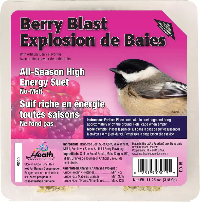 Heath Outdoor Products DD-15 Berry Blast Suet Cake 0.75 lb Case of 12