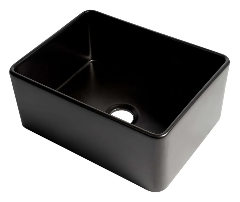 ALFI ABF2418-BM Brand ABF2418 Smooth Apron 24 inches x 18 inches Single Bowl Fireclay Farm Sink
