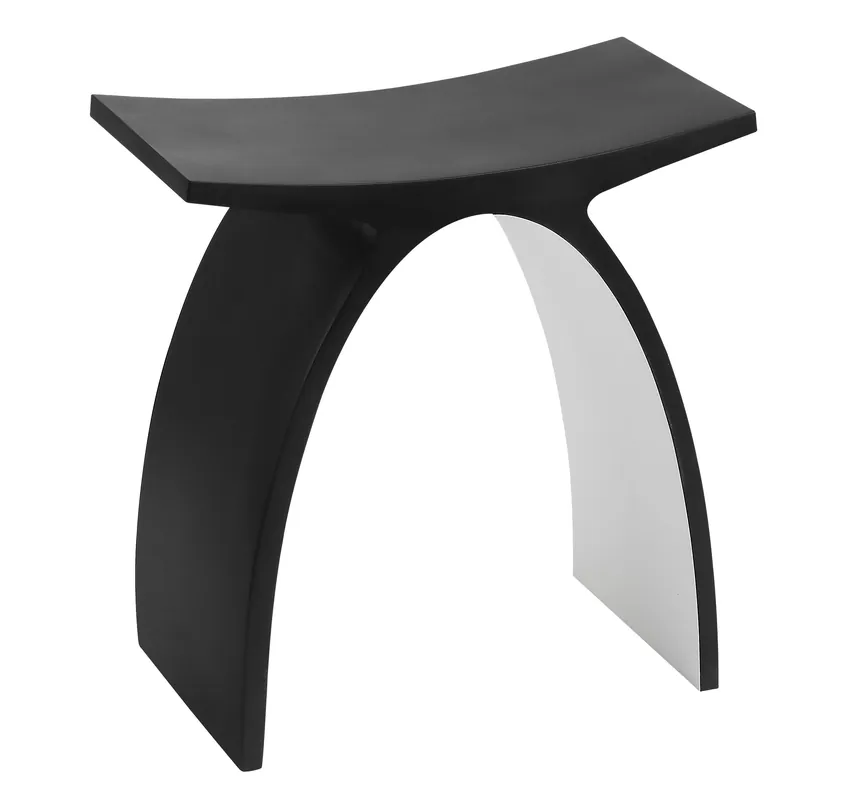 Alfi ABST77BM Black Matte Arched Solid Surface Resin Bathroom/Shower Stool