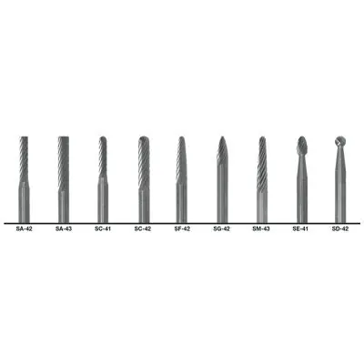 Cle-Line C17762 Right-Hand Spiral Bur 8 Piece Set with 1/4 Shank Size