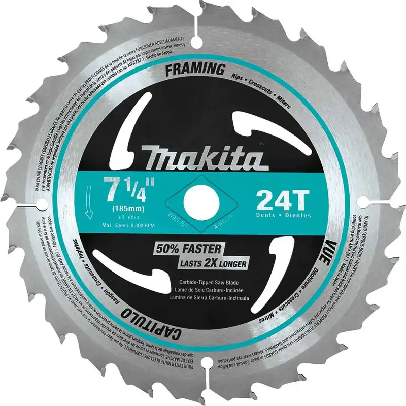 Makita A-94839-10 7-1/4 inches 24T Carbide-Tipped Circular Saw Blade
