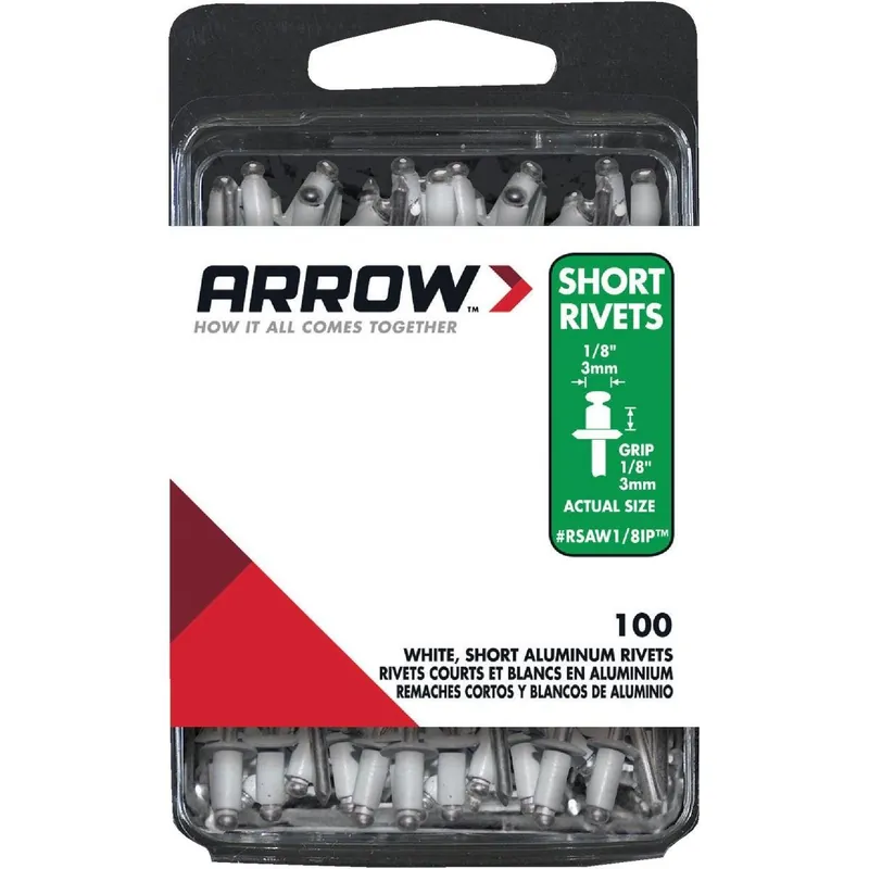 Arrow RSAW1/8IP 1/8 In. x 1/8 In. White Aluminum Rivet 100-Count