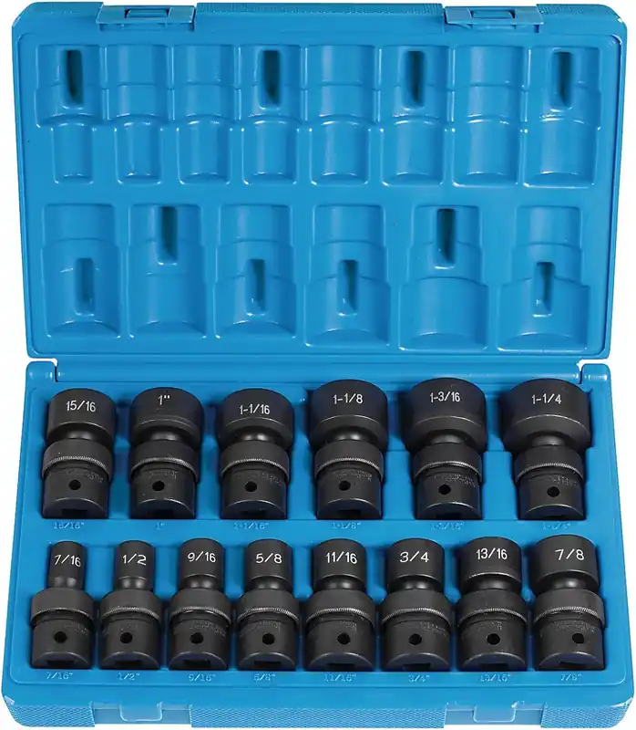 Grey Pneumatic 1314U 1/2 inches Drive 14-Piece Standard Length Fractional Universal Socket Set