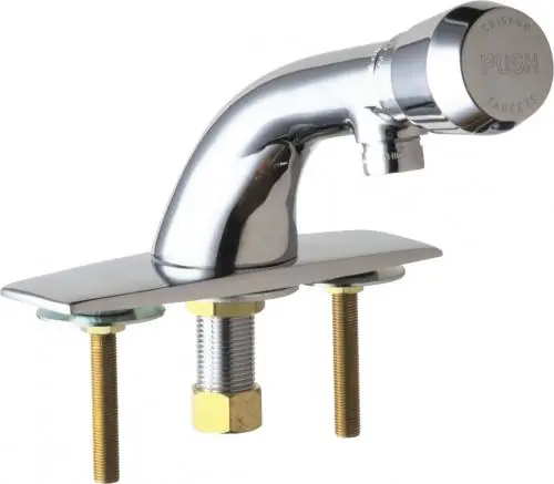 Chicago Faucets 857-E12V665PSHAB 857 Series Deck-mounted Metering Faucet 4 inches Centers Single-Supply