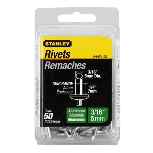 STANLEY PAA64-5B Aluminum Rivets 3/16 inches X 1/4 inches 50 Pack