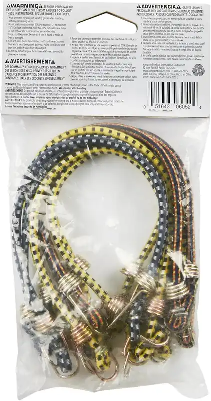 KEEPER 6051 Mini Bungee Cords 10 Inches 4 Pack