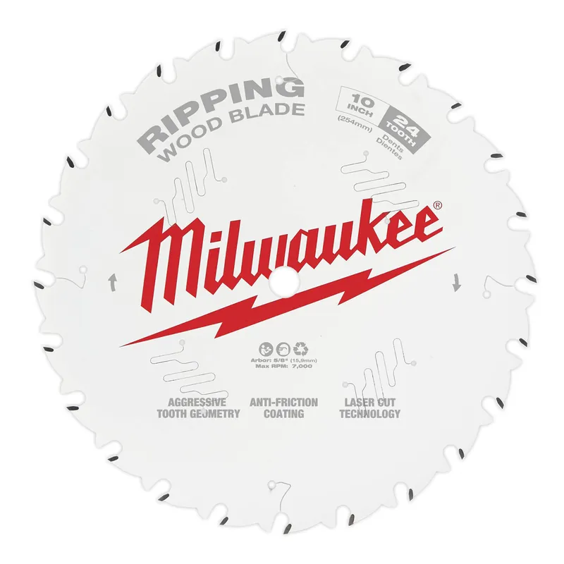 MILWAUKEE 48-40-1020 24T Ripping Circular Saw Blade 10 in Dia