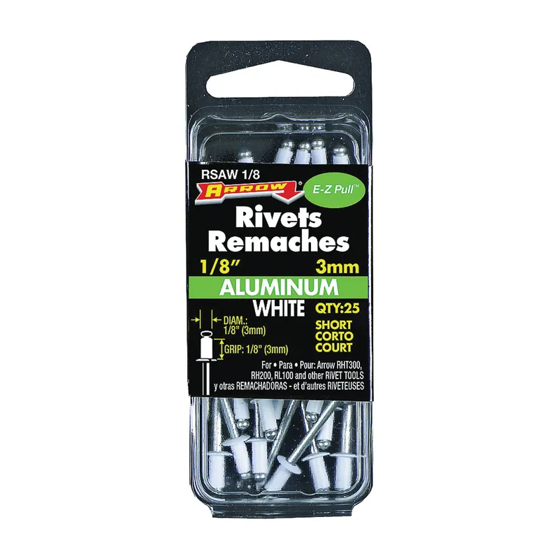 Arrow RSAW1/8 1/8 In. x 1/8 In. White Aluminum Rivet (25-Count)