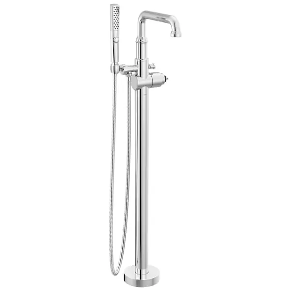Delta T4784-PR-LHP-FL Broderick Floor Mount Tub Filler Trim Less Handle