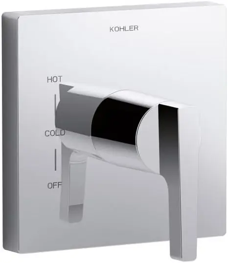 Kohler TS99761-X4-CP Rite-Temp Valve Trim with Lever Handle and Red/Blue Indexing