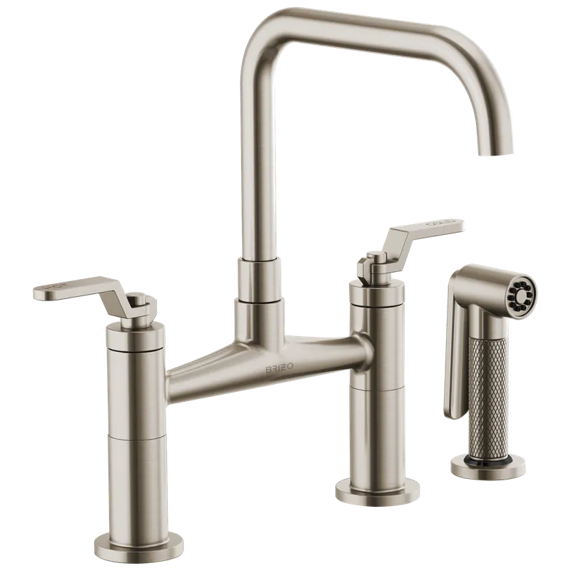 Delta 62554LF-SS Brizo Litze Bridge Faucet with Square Spout and Industrial Handle
