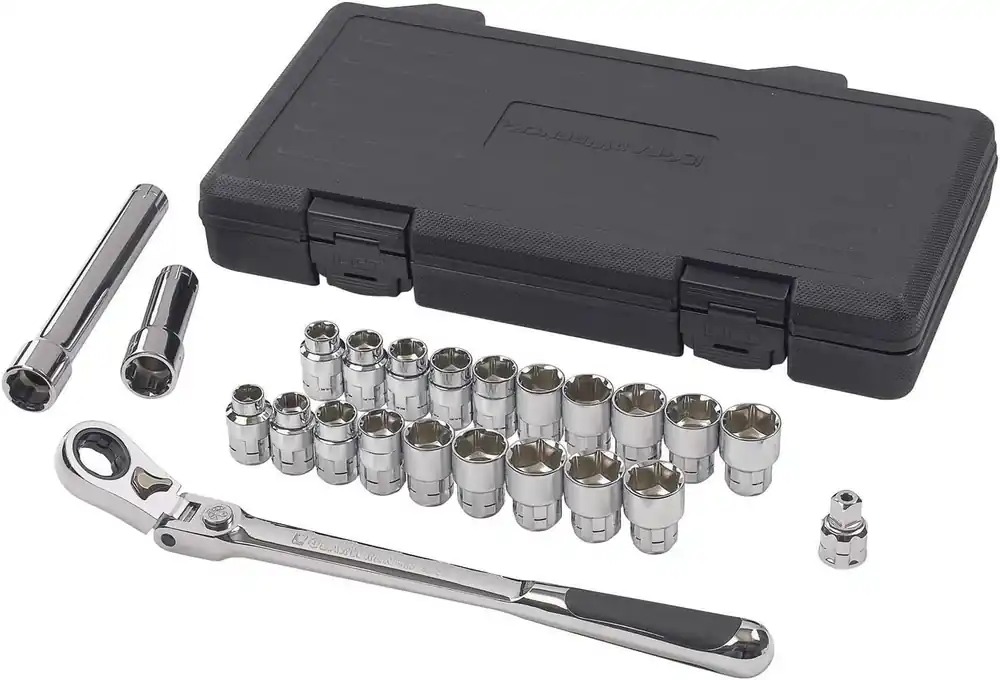 GEARWRENCH 893823 23 Pc 3/8 Inches Drive 6 Pt Pass-Thru Mechanics Tool Set Standard SAE/Metric