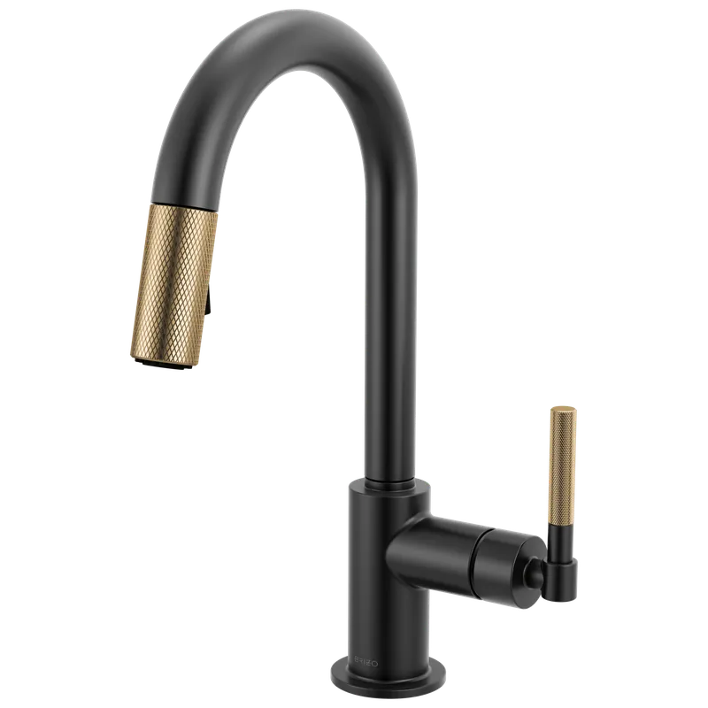 Brizo 63943LF-BLGL Litze Pull-Down Prep Faucet with Arc Spout - Knurled Handle 1.8 GPM