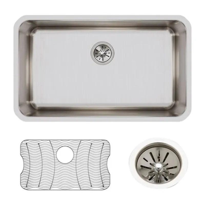 Elkay ELUH281610DBG Lustertone Classic Single Bowl Undermount Stainless Steel Sink Kit