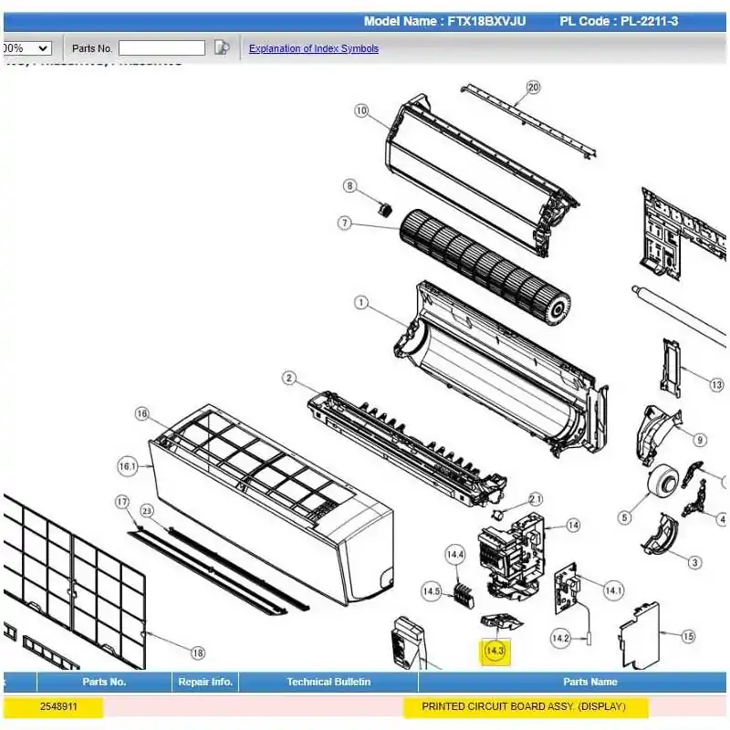 DAIKIN 2548911 Printed Circuit Board Assy Display