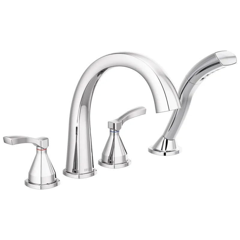 Delta T4777 Stryke 2-Handle Deck Mount Roman Tub Faucet Trim Kit with Hand Shower