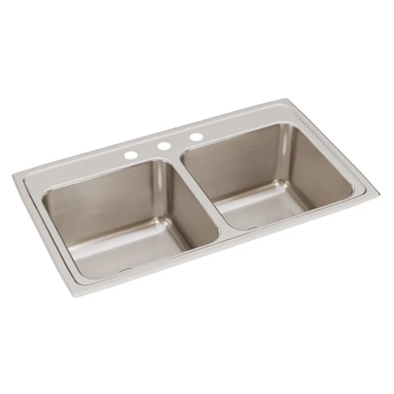 Elkay DLR3319103 Lustertone Classic Equal Double Bowl Drop-in Stainless Steel Sink