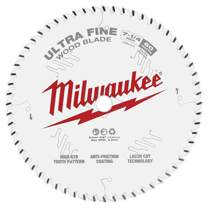 Milwaukee 48-41-0730 Ultra Fine Finish Circular Saw Blades 60T 7 1/4 Inch