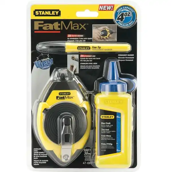 STANLEY 47-681L Chalk Line Reel with 4 oz. Blue Chalk & Fine Tip Marker