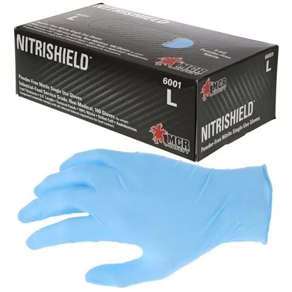 MCR Safety 6001XL Dura Shield Disposable Gloves X-Large Nitrile 4 Mil THK