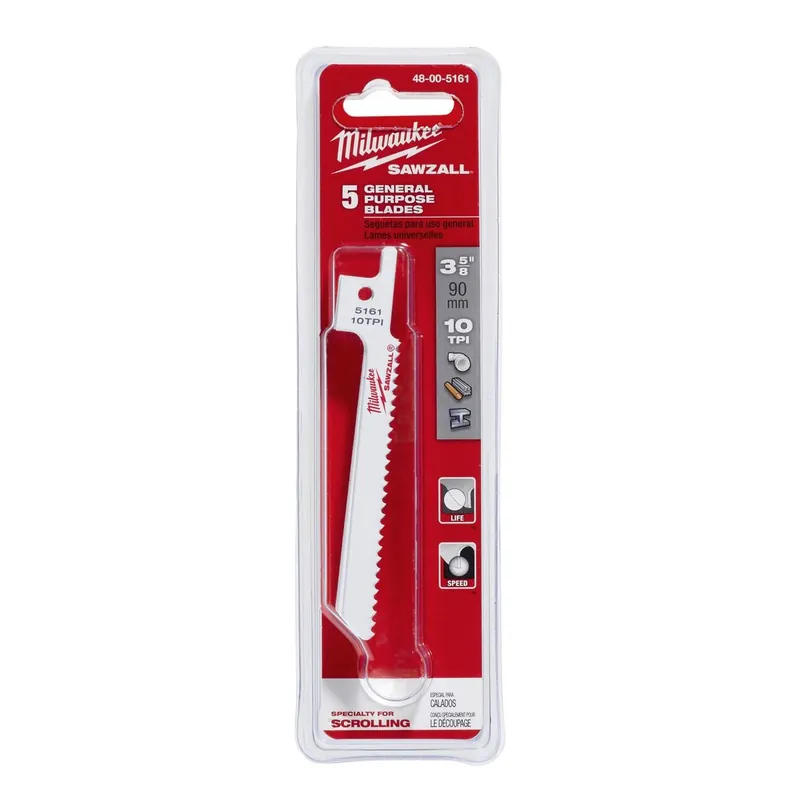 Milwaukee 48-00-5161 SUPER SAWZALL Reciprocating Saw Blade 3.6 Inch 5 Pack