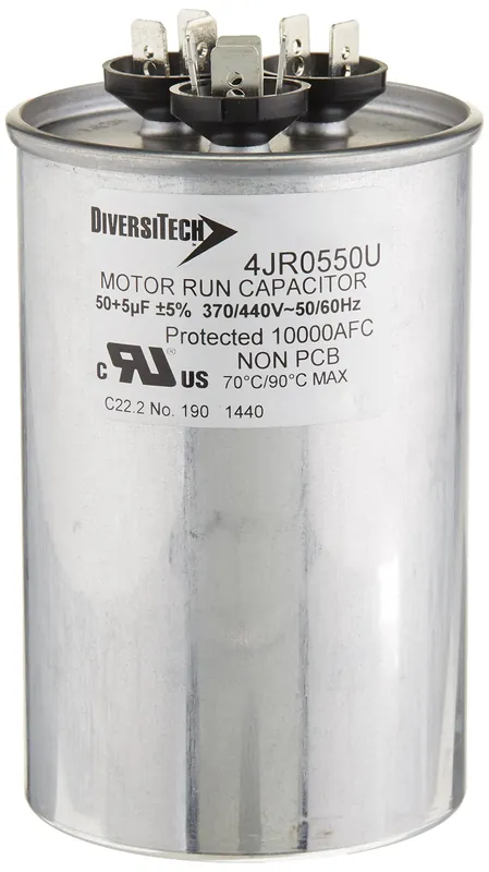 Diversitech 4JR0550U Motor Run Capacitor 50/5uF, 370v/440v Round USA ML12790