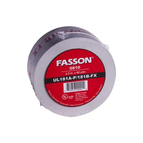 Fasson 87412 03000180 Fasson 0810 3.0 inches x 60 Yards UL 181 A-P / B-FX Aluminum Foil Tape