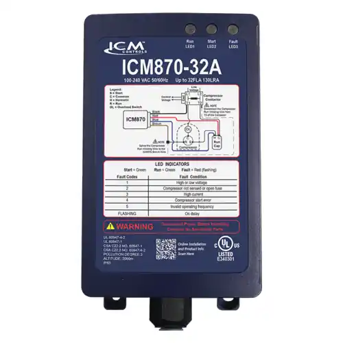 Icm Icm87032A Soft Start, Built-in Start Capacitor, Over/Under Voltage Monitoring, Over-Current Protection, 32A