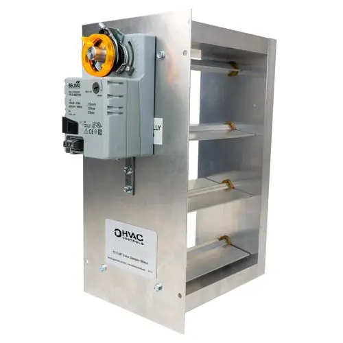Io Hvac Controls MD-3412-BM 34 inches x 12 inches Rectangular 2 Position Zone Damper - Belimo 3 Wire Actuator- Bottom Mount