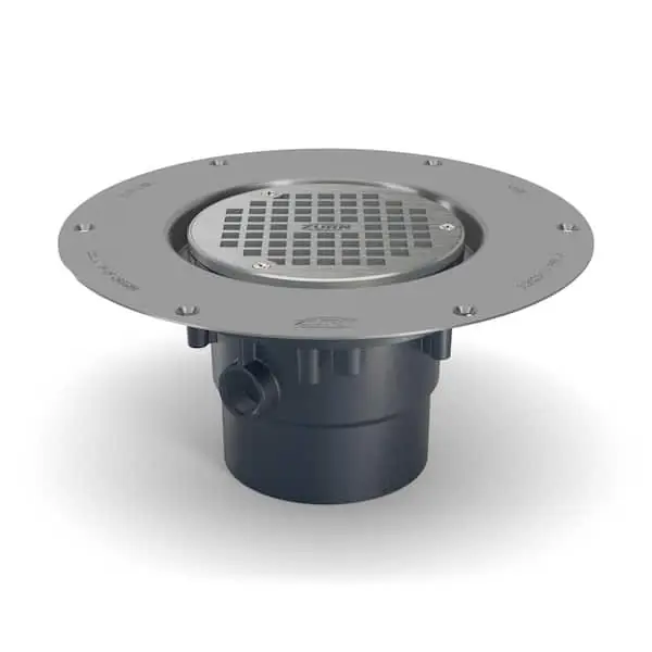 Zurn FD2-PV3 PVC Adjustable Floor Drain 5-inch Nickel Bronze Head with Deck Plate and 3-inch x 4-inch Solvent Weld Outlet