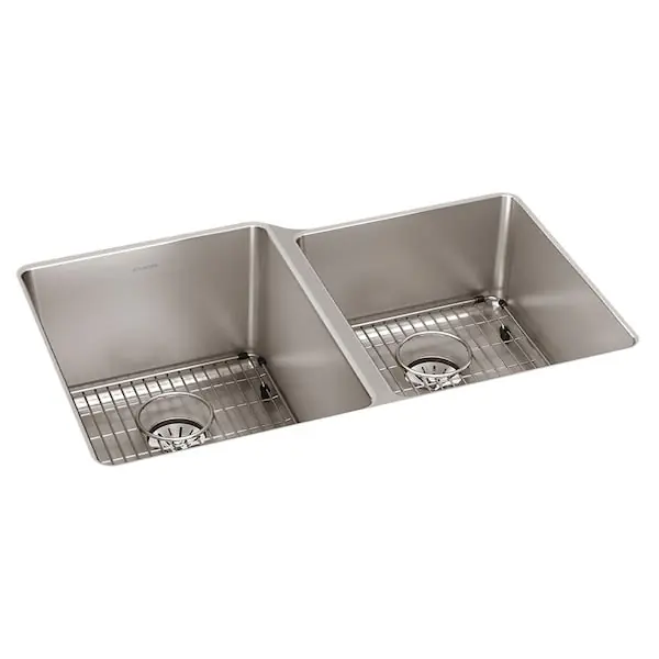 Elkay ELUHH3120RTPDBG Lustertone Iconix 16Ga Ss 31.3X20.5X9 Double Undermt Sink W Perfectdrain