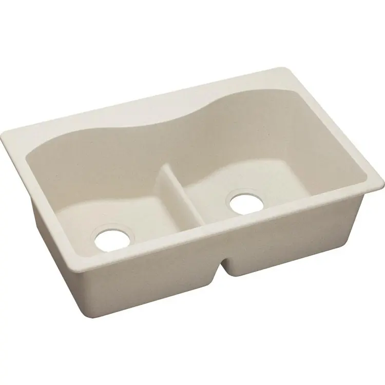 Elkay ELGLB3322BQ0 Kitchen Sink Quartz Classic 33 x 22 Inch Double Bowl Top Mount
