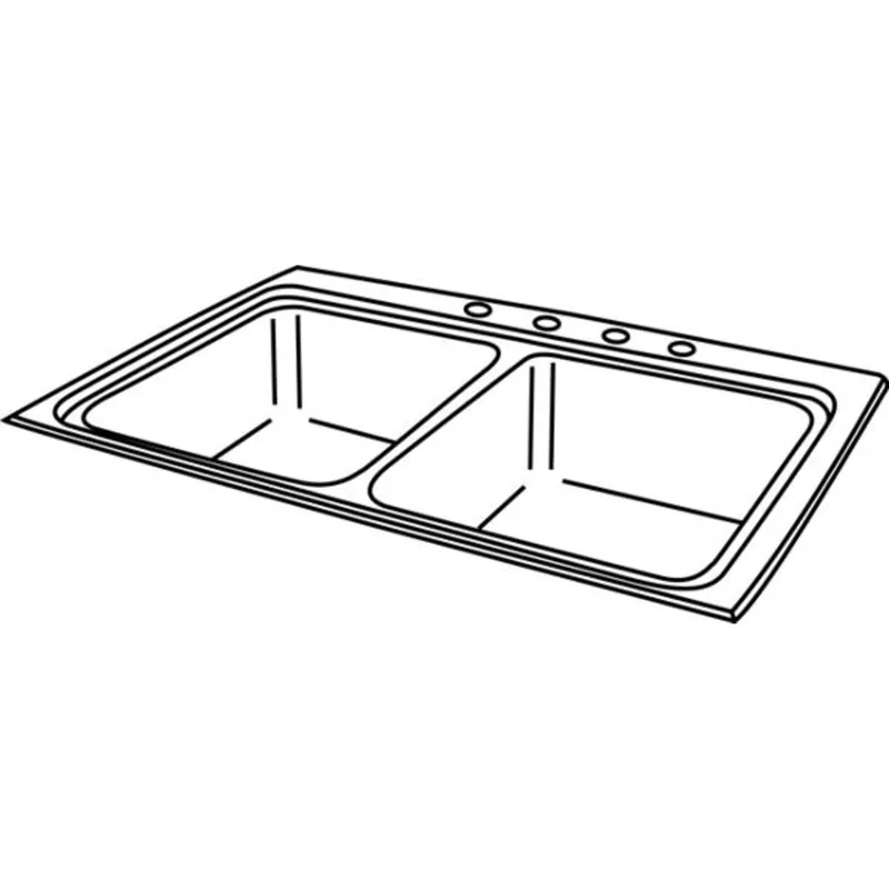 Elkay LR3322PD1 Lustertone 33 x 22 in. 1 Hole Stainless Steel Double Bowl Drop-in Kitchen Sink