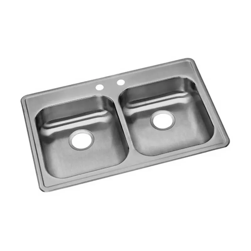 Elkay GE233222 Dayton Stainless Steel 33 Inches x 22 Inches x 5-3/8 Inches Equal Double Bowl Drop-in Sink