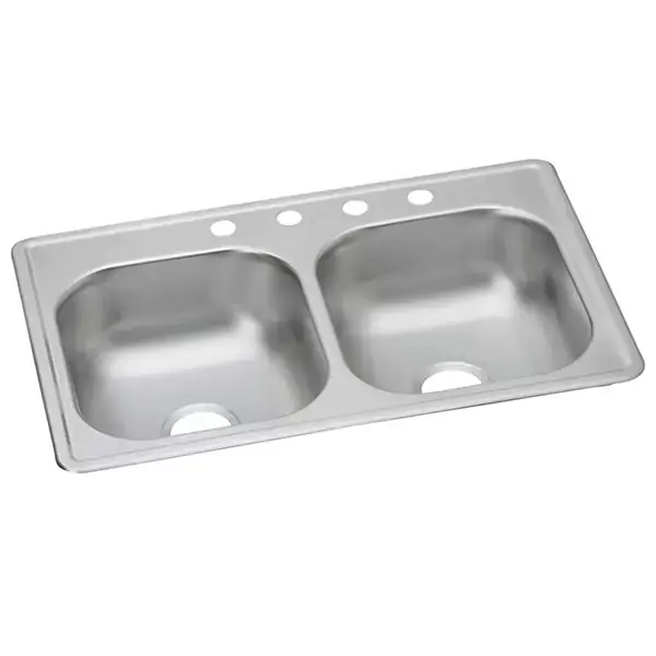 Elkay DSE233194 Dayton Stainless Steel 33 inches x 19 inches x 8 inches Equal Double Bowl Drop-in Sink