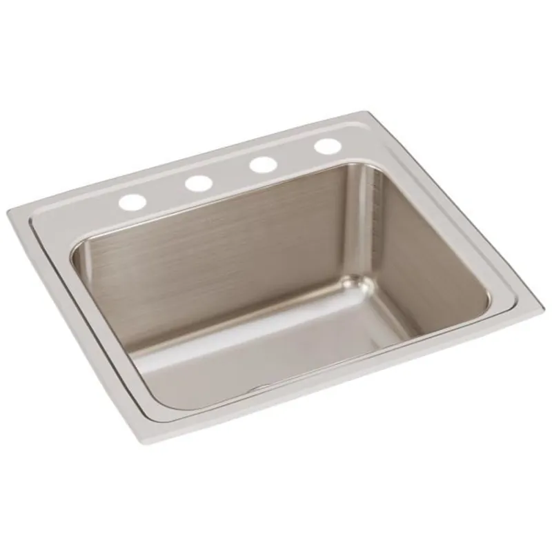 Elkay DLR2219104 Lustertone 22 x 19-1/2 in. 4 Hole Stainless Steel Single Bowl Drop-in Kitchen Sink