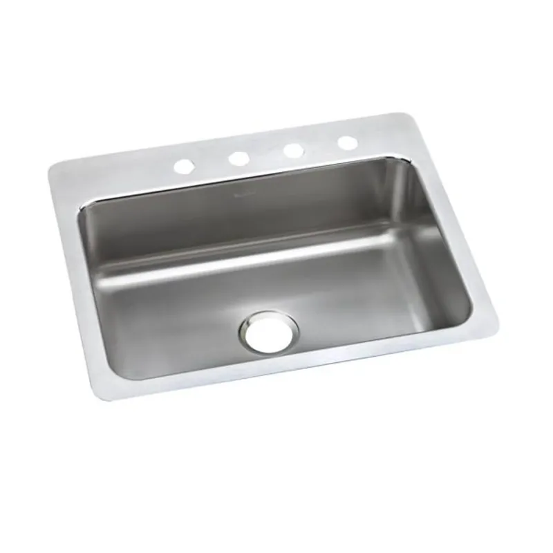 Elkay LSR27224 Lustertone 27 x 22 in. 4 Hole Stainless Steel Single Bowl Dual Mount Kitchen Sink