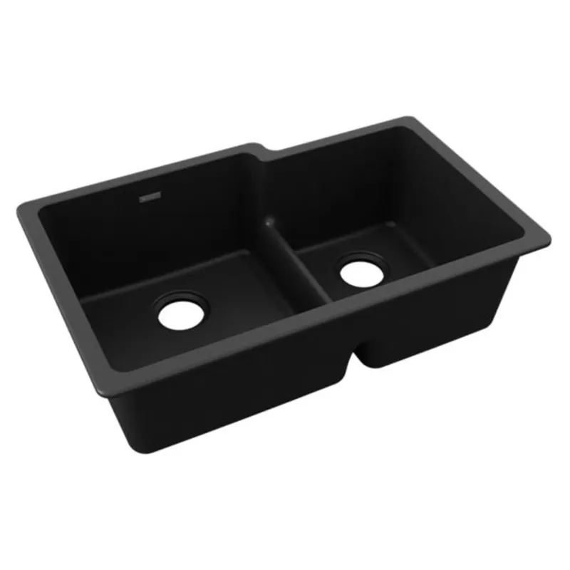 Elkay ELGULBO3322BK0 Quartz Classic 33 x 20-1/2 in. Double Bowl Undermount Kitchen Sink