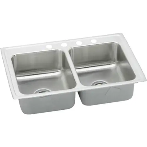Elkay LRADQ2918403 Lustertone Stainless Steel 29 x 18 x 4 Equal Double Bowl Top Mount