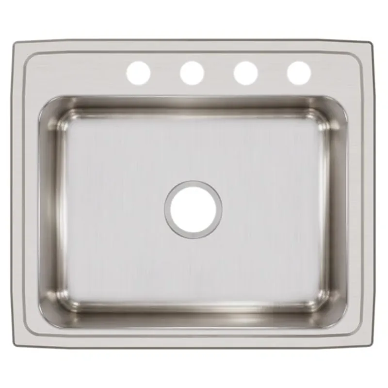 ELKAY LR25214 Lustertone 25 x 21-1/4 in. 4 Hole Stainless Steel Single Bowl Drop-in Kitchen Sink