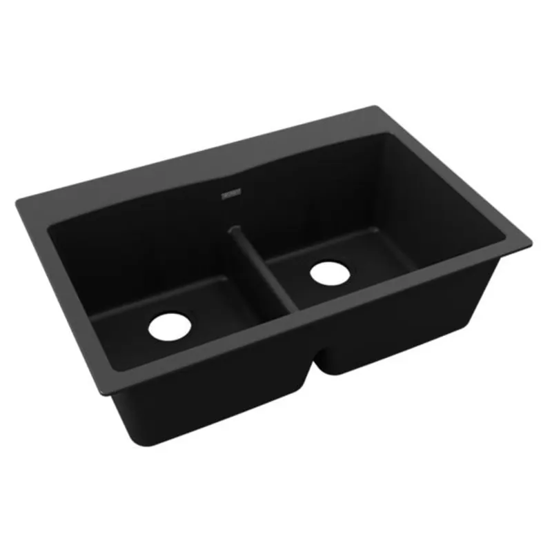 Elkay ELGDLB3322BK0 Quartz Classic Equal Double Bowl Drop-in Sink with Aqua Divide