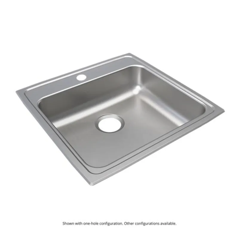 Elkay LRAD2222603 Lustertone 22 x 22 in. 3 Hole Stainless Steel Single Bowl Drop-in Kitchen Sink