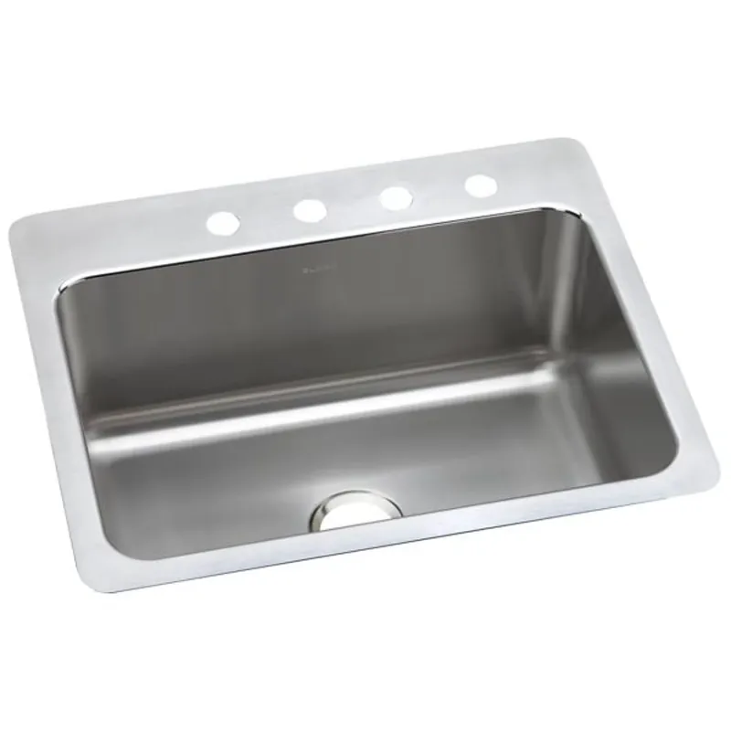 Elkay DLSR2722101 Lustertone Classic Stainless Steel 27 inches x 22 inches x 10 inches 1-Hole Single Bowl Dual Mount Sink