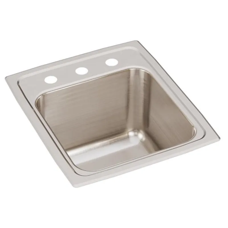Elkay DLR1517103 Lustertone 15 x 17-1/2 in. 3 Hole Stainless Steel Drop-Bar Sink