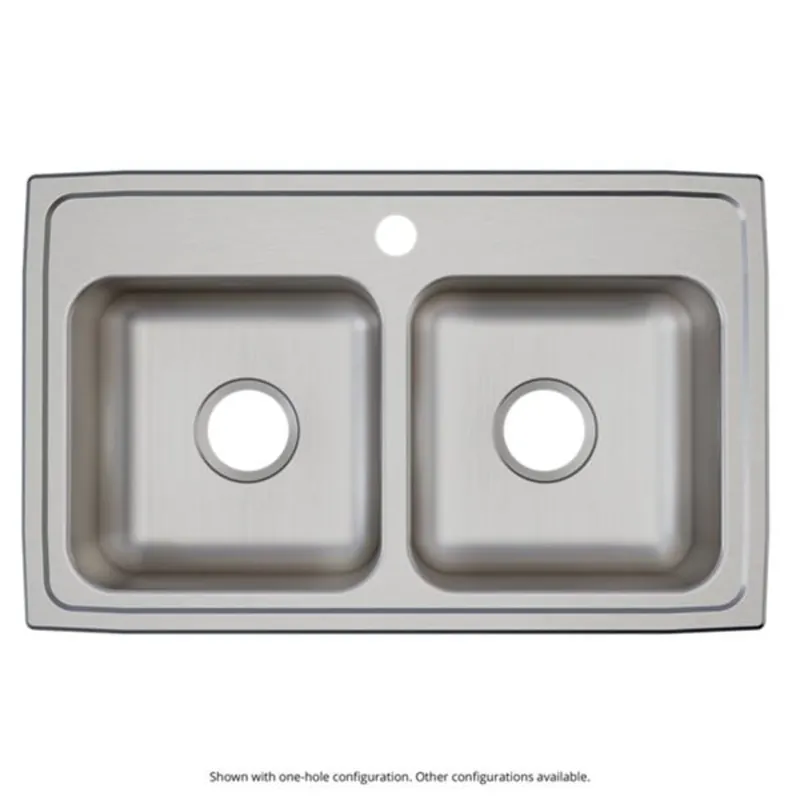 Elkay LRAD2918652 Lustertone Classic Stainless Steel 29 inches x 18 inches x 6-1/2 inches 2-Hole Equal Double Bowl Drop-in ADA Sink